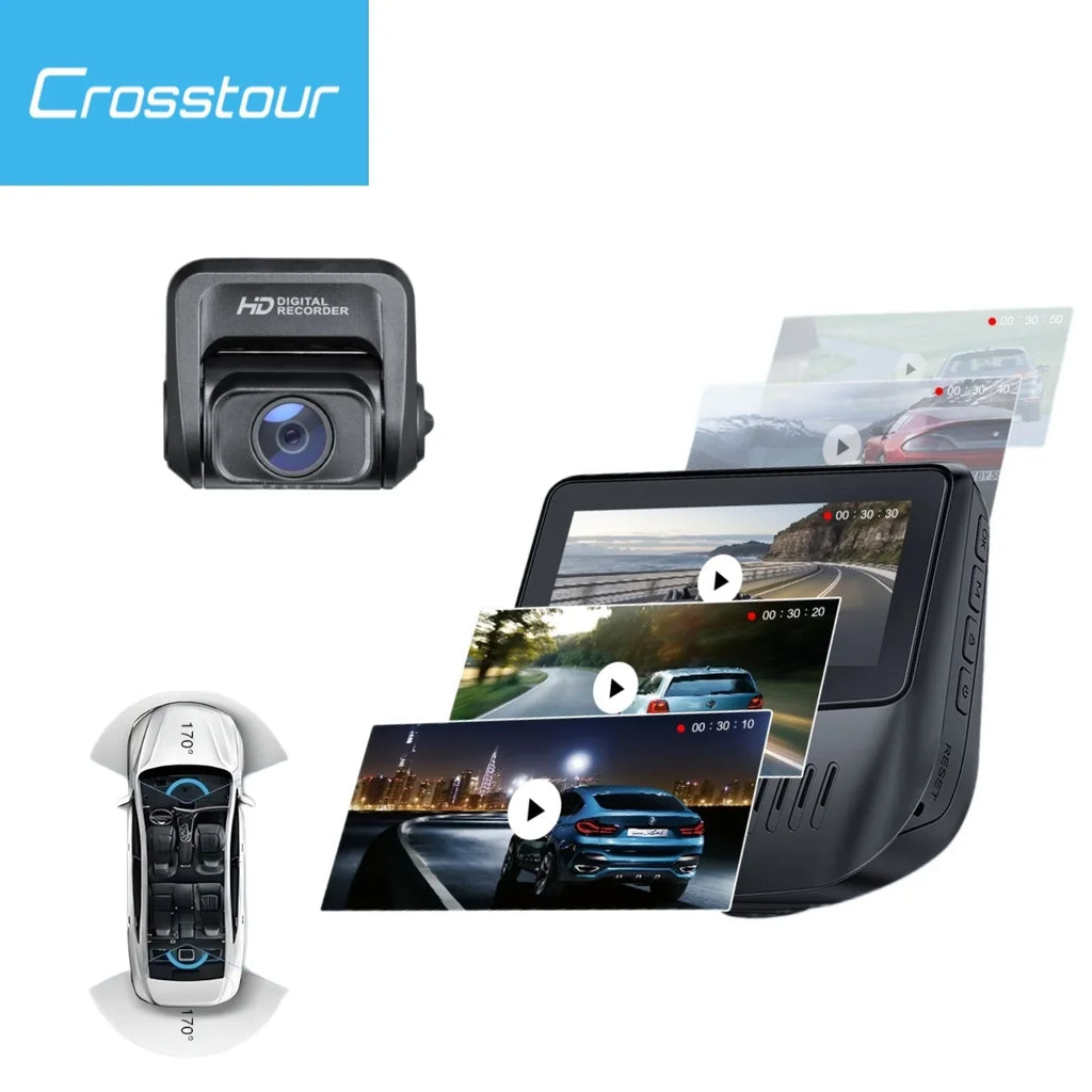 GPS Sensor,128GB Camera,External and Max,Black Cam,1080P Rear Front Dash 3”Car Security Crosstour Supported,Sony