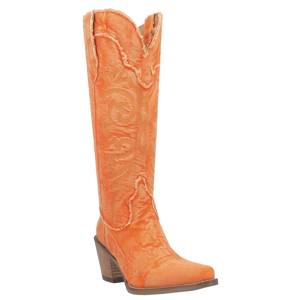 Boots Womens Casual Mid Dingo Texas High Snip Tornado Knee Heel Toe 2-3" Denim
