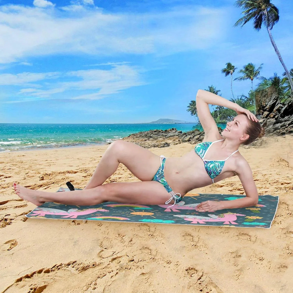 31”X71” Towel, Quick Towel Free Bestwell Yoga Sand Pink Dry Oversized Blanket, Thin Swim Beach Pool Shower Bath Towel Multipurpose Microfiber Towel Unicorns Lightweight