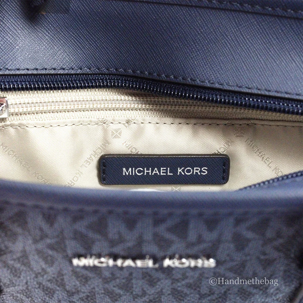 Jet Carryall Top Michael Bag XS Set PVC Tote Purse Navy Leather Kors Zip