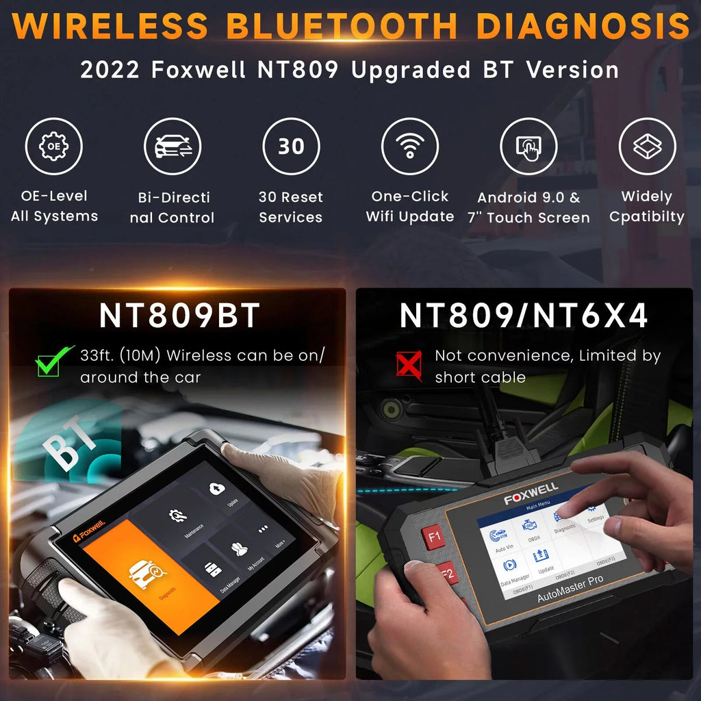 NT809 Bidirectional Tool BT OBD2 Auto System All IMMO Foxwell Diagnostic Scanner