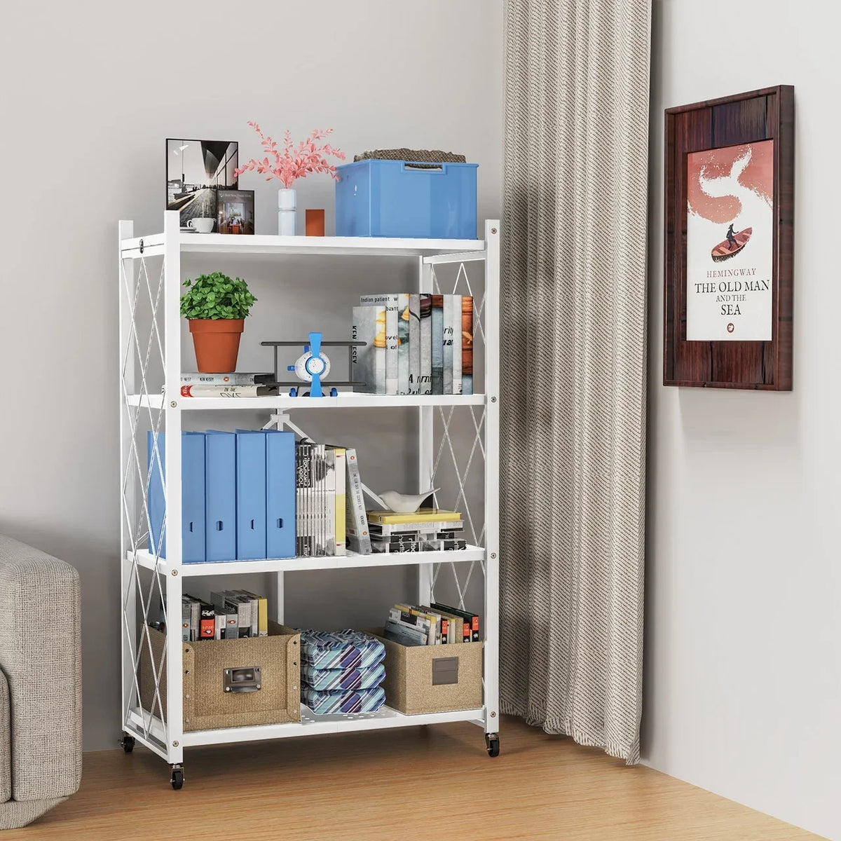 Shelving Heavy Modern Tier Style 3/4 QRInnovations Rack Storage Duty Metal White