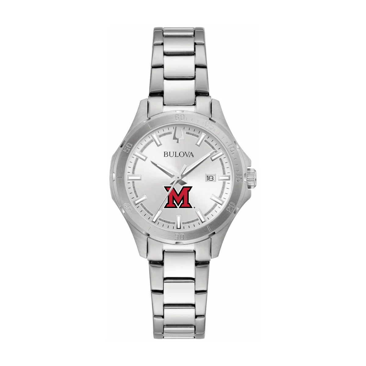 Steel Silver University Women's Miami Classic Bulova Stainless RedHawks Sport Watch