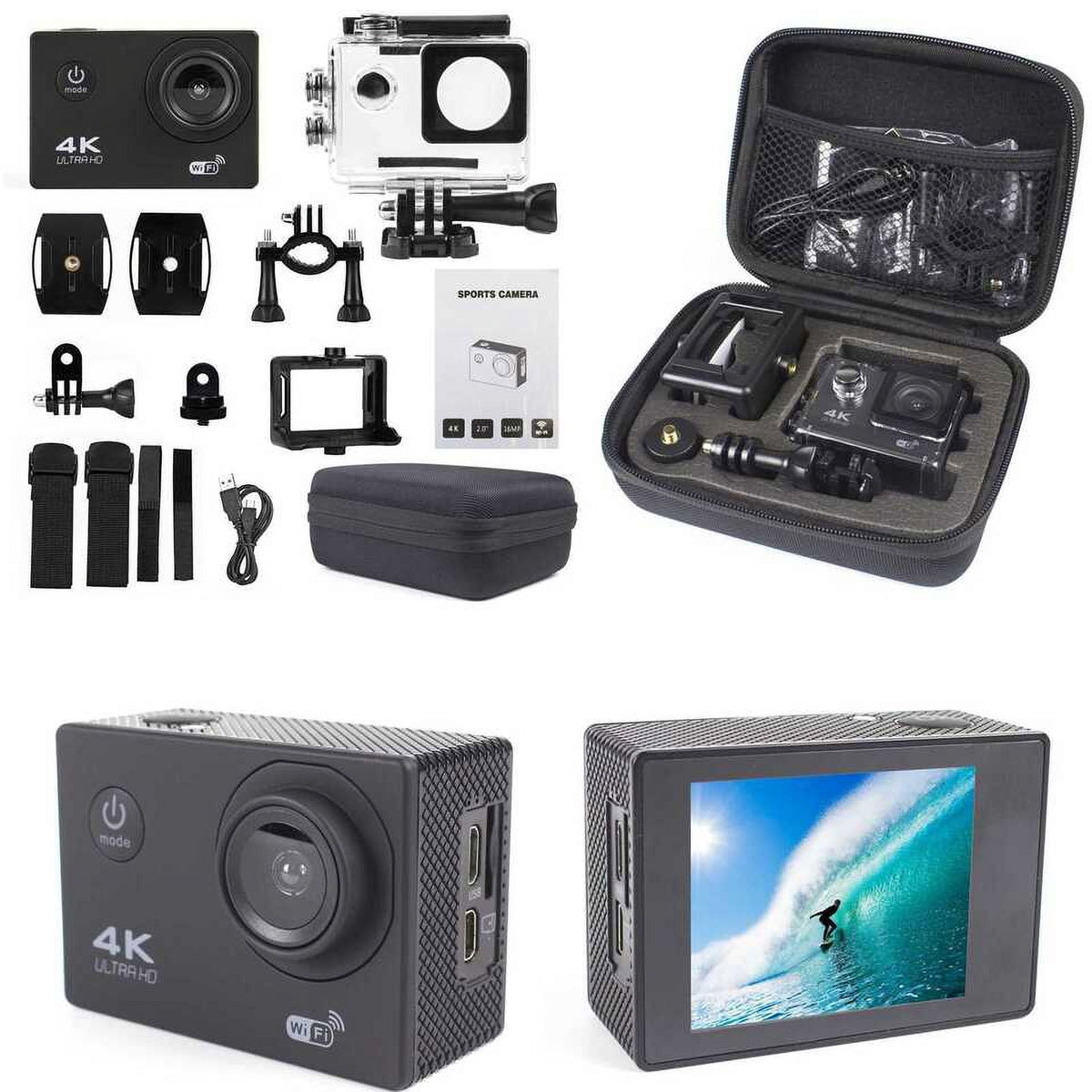 Under Included Action Waterproof, Battery, 30M Sports HD Card, Camera 1080P Carry Case TF Camera
