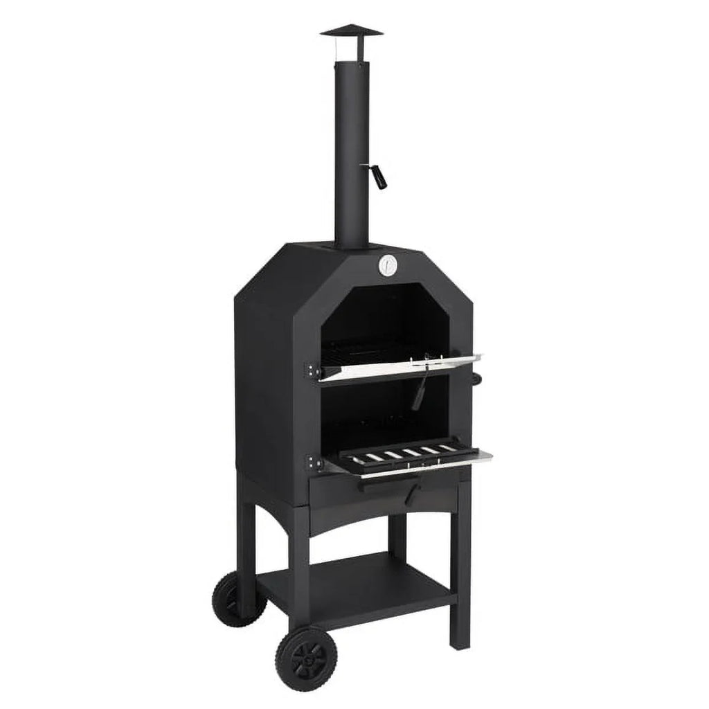 Pizza Outdoor Stone, Pizza Pizza Camping Fithood with Rack, Oven Grill for and Backyard Peel, Wood Fired