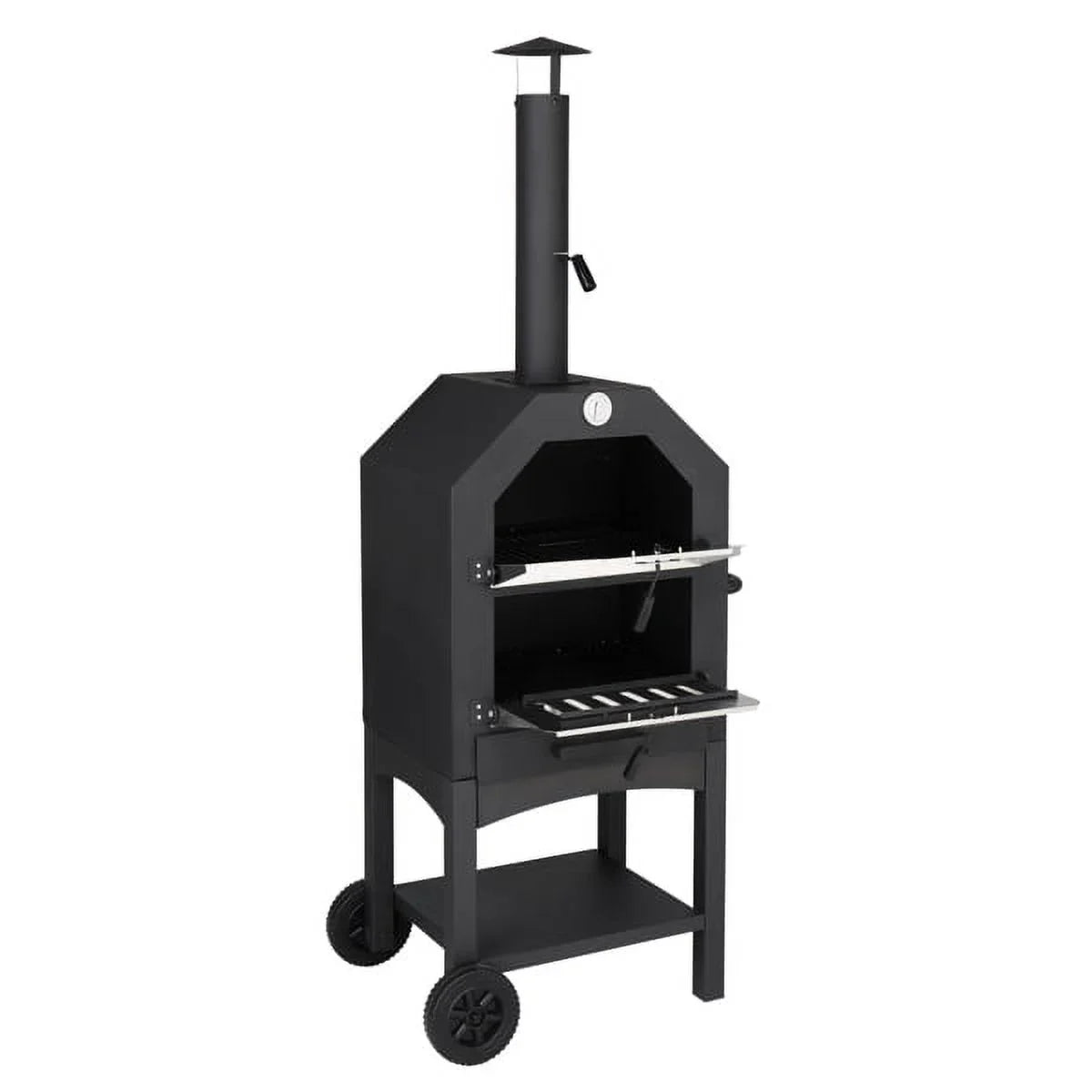 Pizza Outdoor Stone, Pizza Pizza Camping Fithood with Rack, Oven Grill for and Backyard Peel, Wood Fired