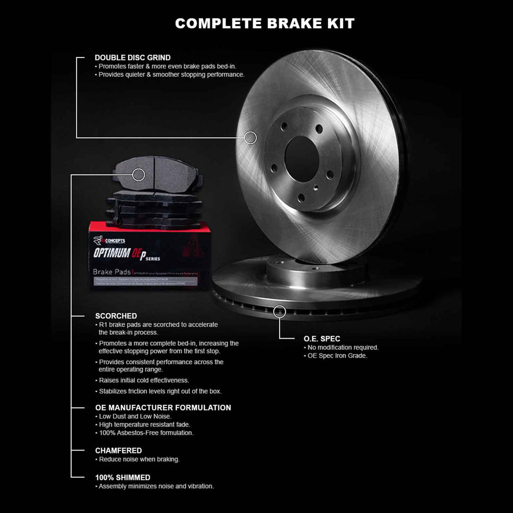 Pads| Pads| Optimum Rotors and Concepts Rotors R1 |Rear OEp and Brake Kit and Brakes Brake Pads Rotors Rear WFUN1-39062 Brake