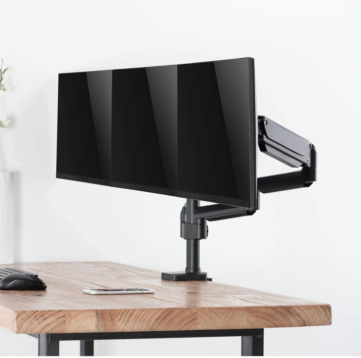 Adjustable Triple to Capacity Desk Weight Spring Monitor for up 27 Display Mount Stand Premium Gas inch, 15.4lbs Fully LCD