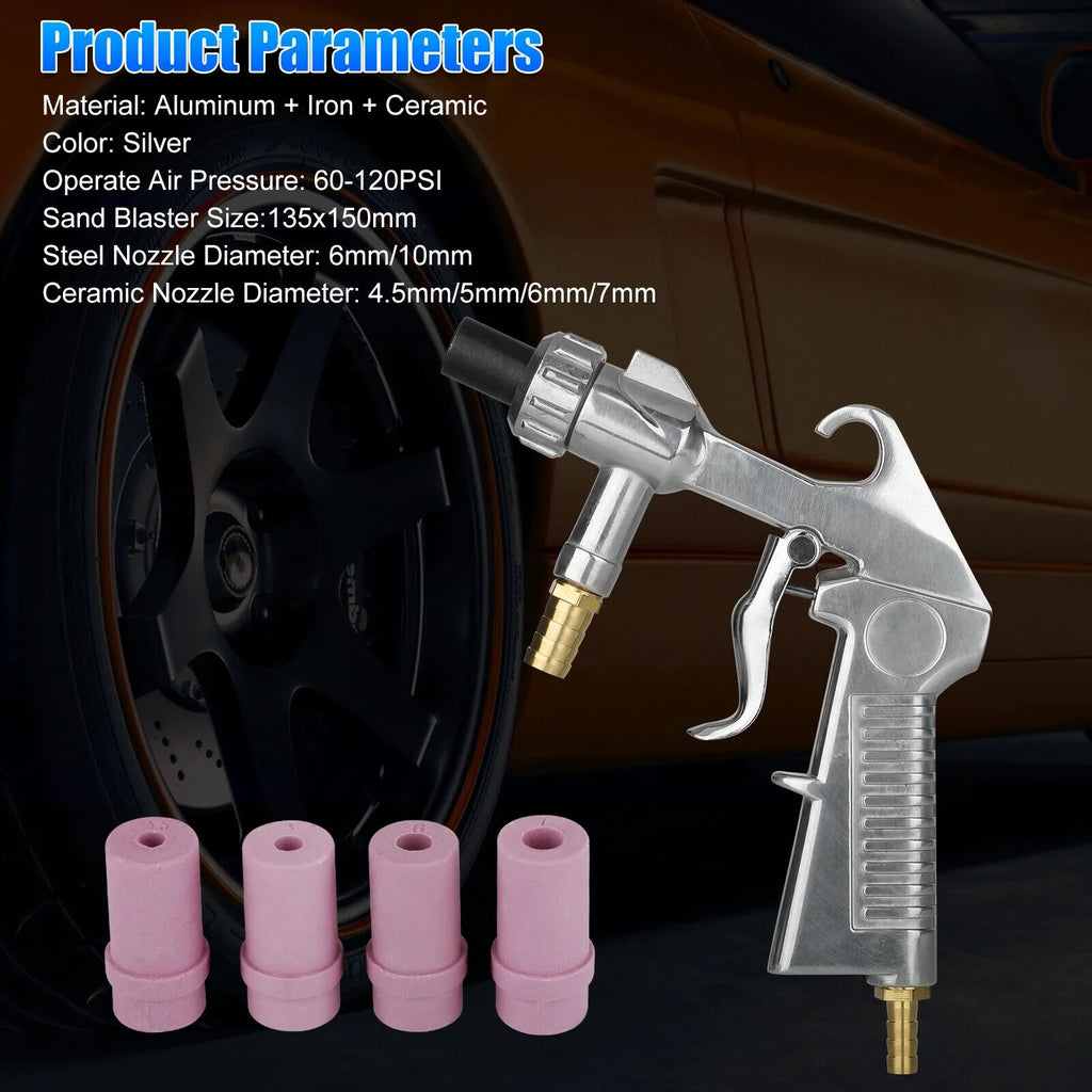 Ceramic Nozzle with 4 Gun Sandblaster Blaster Kit Air Abrasive Sandblasting Sand