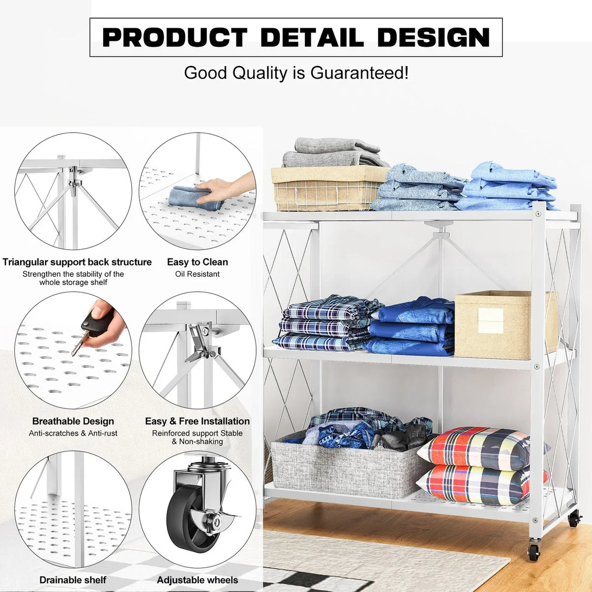 Shelving Heavy Modern Tier Style 3/4 QRInnovations Rack Storage Duty Metal White