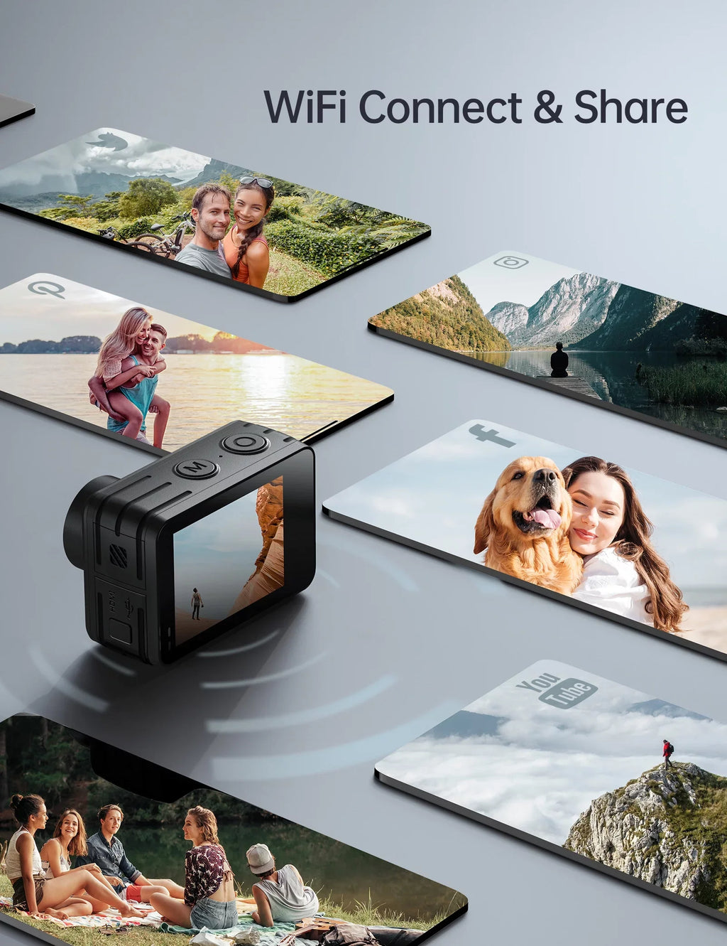Angle Upgraded Camera, Action 4K/60FPS/24MP Waterproof 170° Anti-shake 40M Multiple Stabilization 3.0 Camera, Wide EIS Adjustable Functions