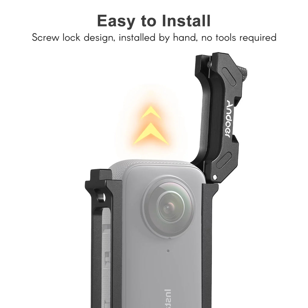 Vlog Accessories Mounts Cold Video Shoe Cage for Protective Andoer Dual - Aluminum Frame Sports Insta360 with Metal X3 Alloy Camera