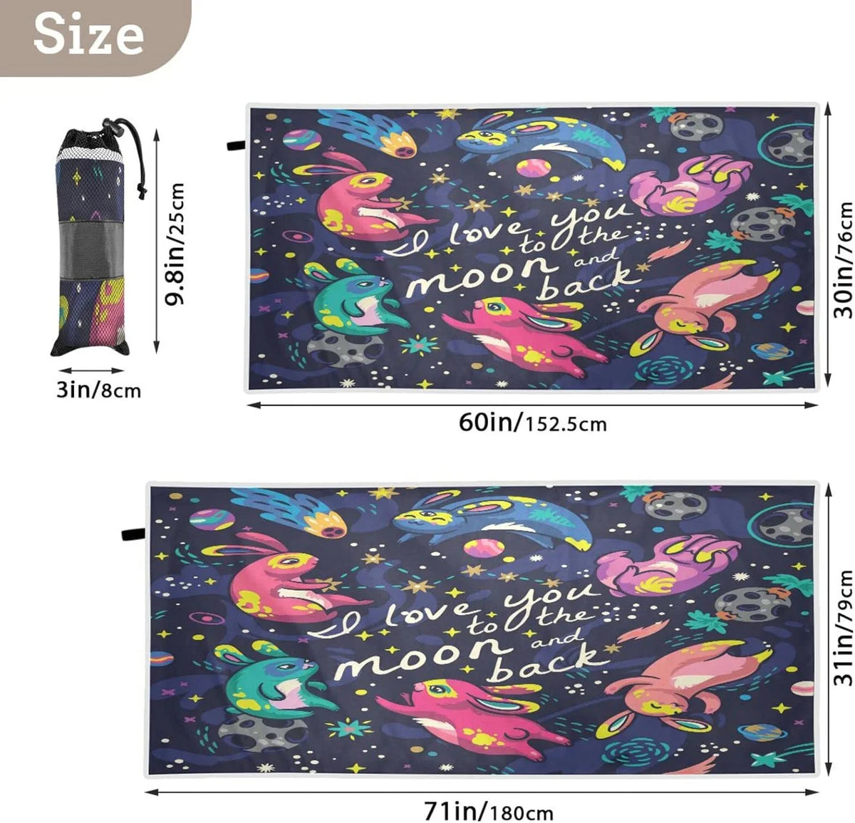 Quick Towel Camping Flying for Absorbent Rabbit Bestwell Holiday（596） Super Cute Towels Compact Swimming Towel Dry - Oversized Travel Lightweight Beach -