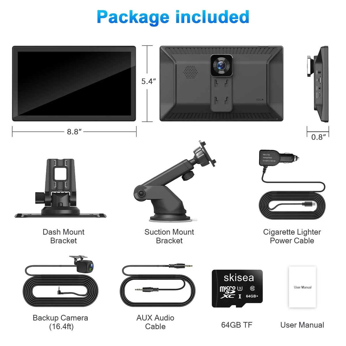 Carplay Camera Play DVR, Touch Car 2.5K Apple Receiver, Screen Navigation, Audio Stereo, Car Mate Cam,1080p Drive Carplay Car Player Inch Multimedia Dash Wireless Radio Backup 9