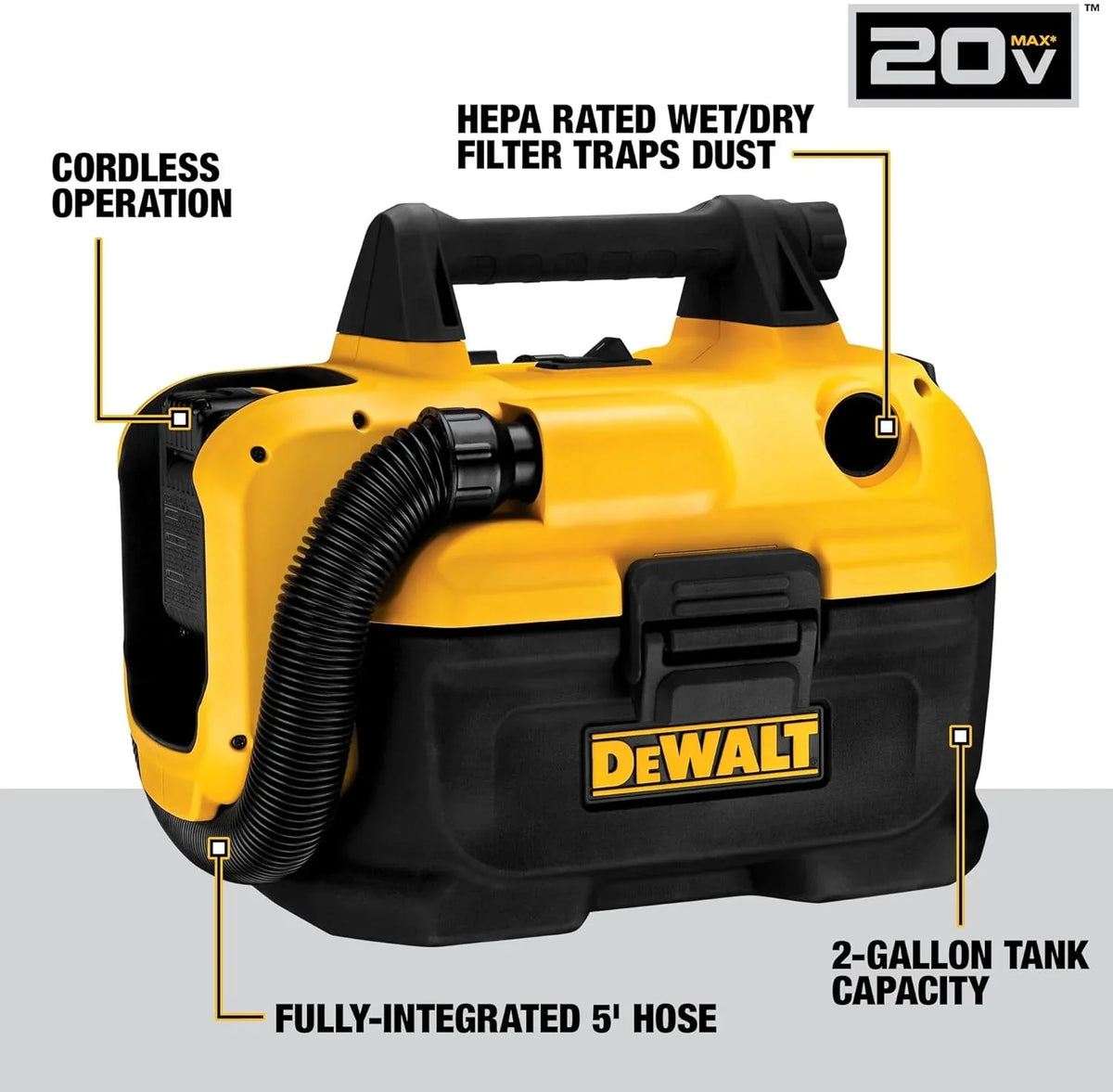 Yellow, Wet-Dry 12.80 Inch Only 20V 12.30 17.10 MAX Vacuum, Inch x x Inch (DCV580H),Black, Cordless Tool