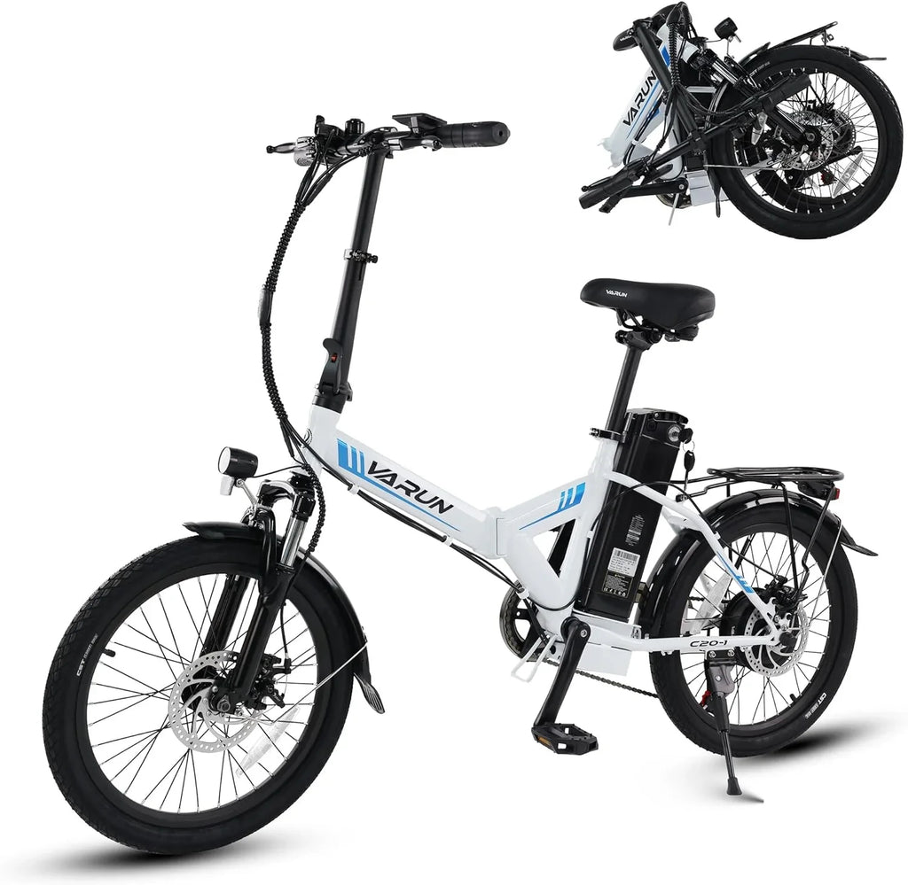 Electric Lithium Battery Stylish 500W Miles - 48V 20" Wheels, 40 Speed Bike VARUN Ebike Folding with and 20MPH Range for