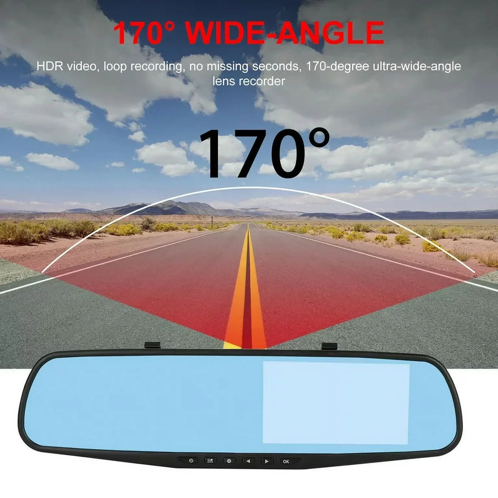 for 170°Wide 1080P Motion Car Night Detection Dash Rear Camera Cars Front 4.3" Parking Cam DVR Trucks, Car G-sensor, Monitor, Rearview Vision, Cam Mirror Dual Angle Monitor, Lens