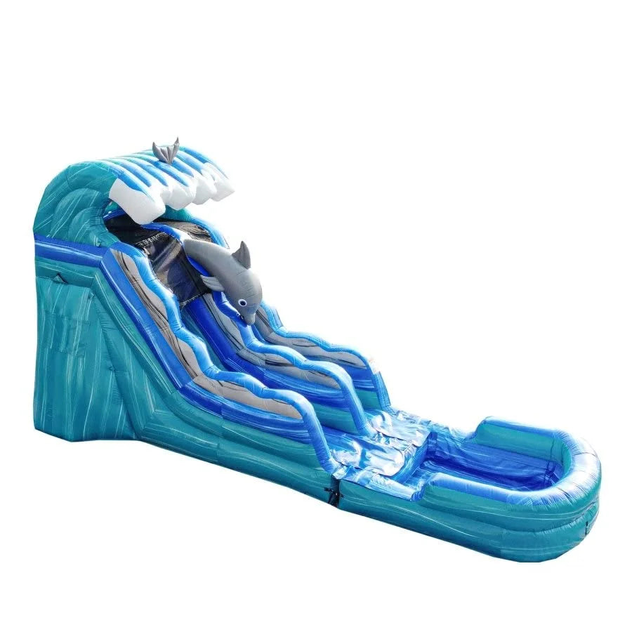 and Slide Grade Kids Adults Commercial Slide Water Dolphins Blower JumpOrange with Inflatable with Outdoor for Pool