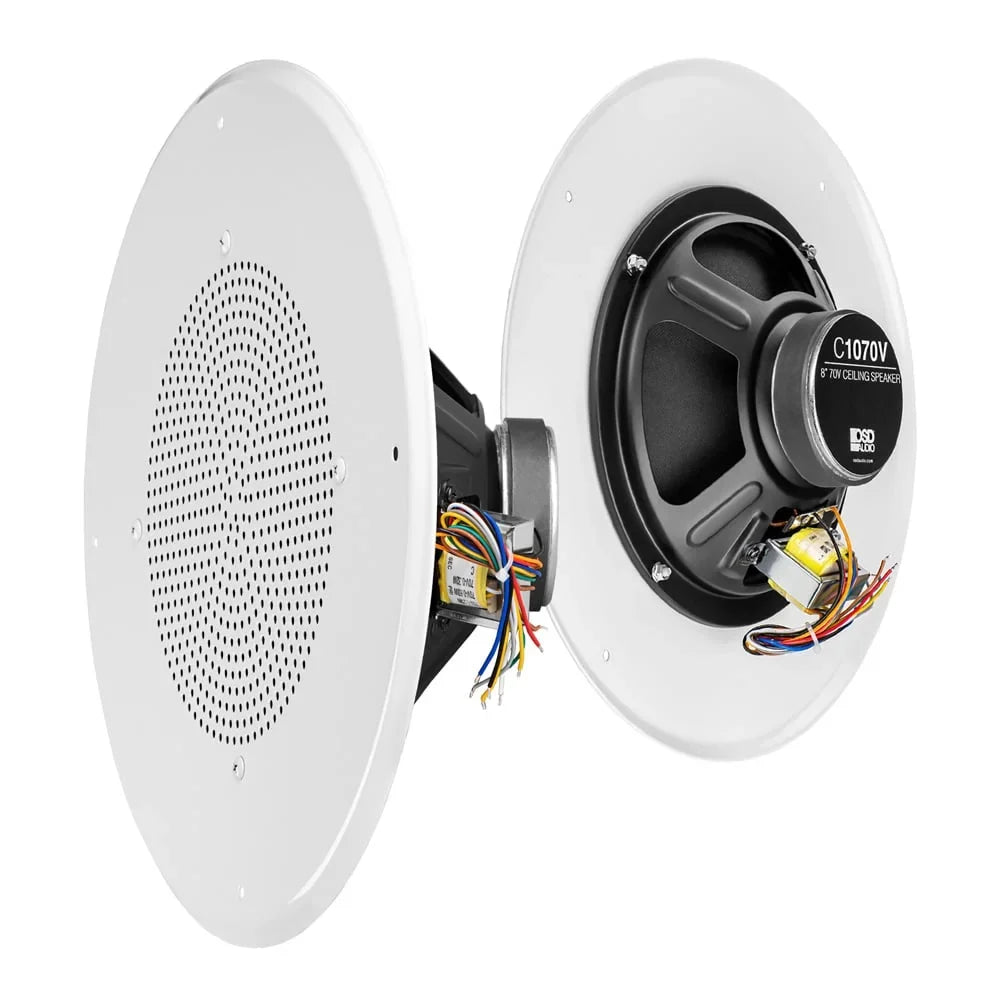 Tap Speaker 70V Single) Audio (White, OSD In-Ceiling Commercial 8" C1070