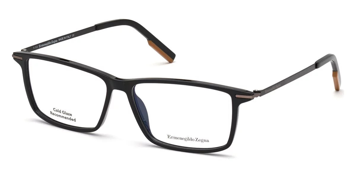 Men's EZ5204 Injected Eyeglasses Ermenegildo Lens Zegna 001 58mm Shiny Black Clr