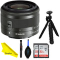Bundle - 15-45mm Canon EF-M f/3.5-6.3 Lens BuzzPhoto IS (Graphite) STM Basic