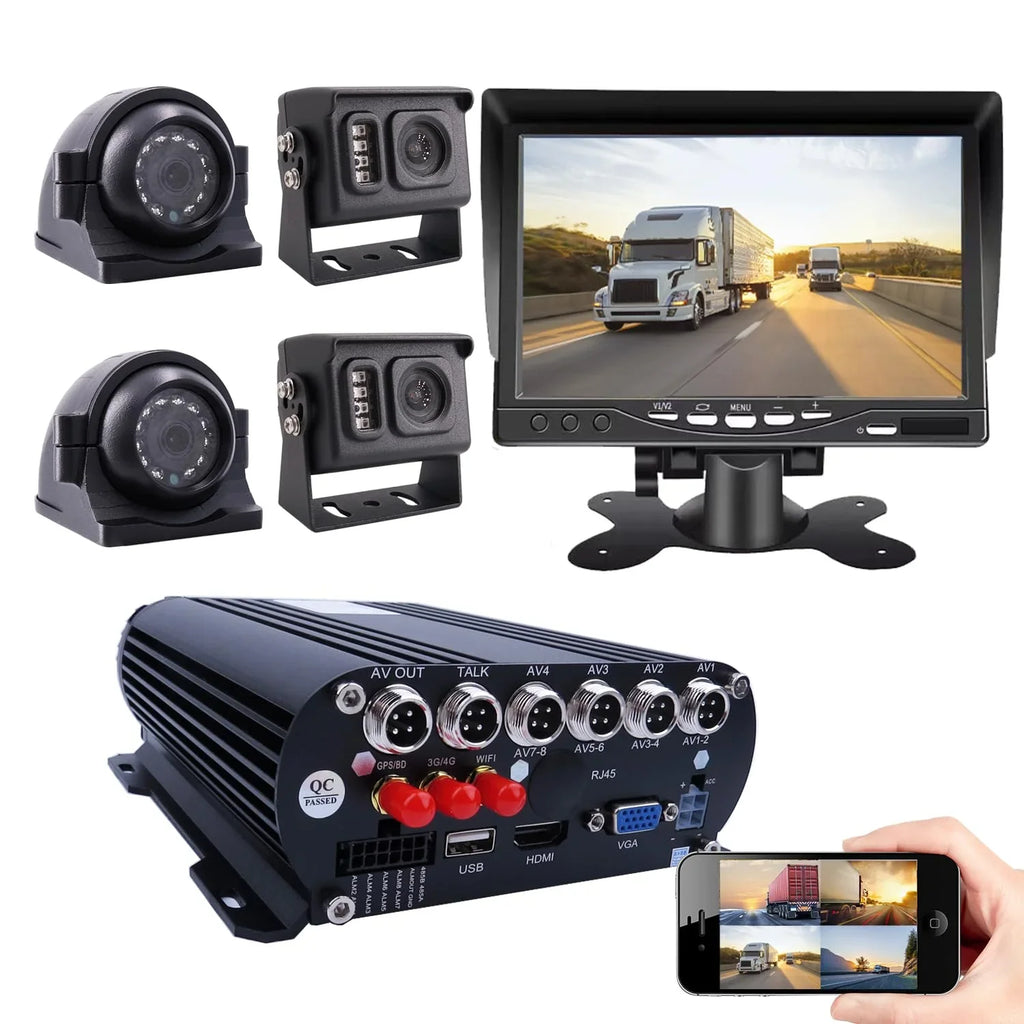 Car MDVR Video for JOINLGO View Bus 4G Vehicle Rear Van Phone RV DVR 4CH Kit View on HDD Mobile 2.0MP IR 4pcs Truck Side Monitor Live Camera inch Recorder 1080P PC GPS 7 Remote WiFi
