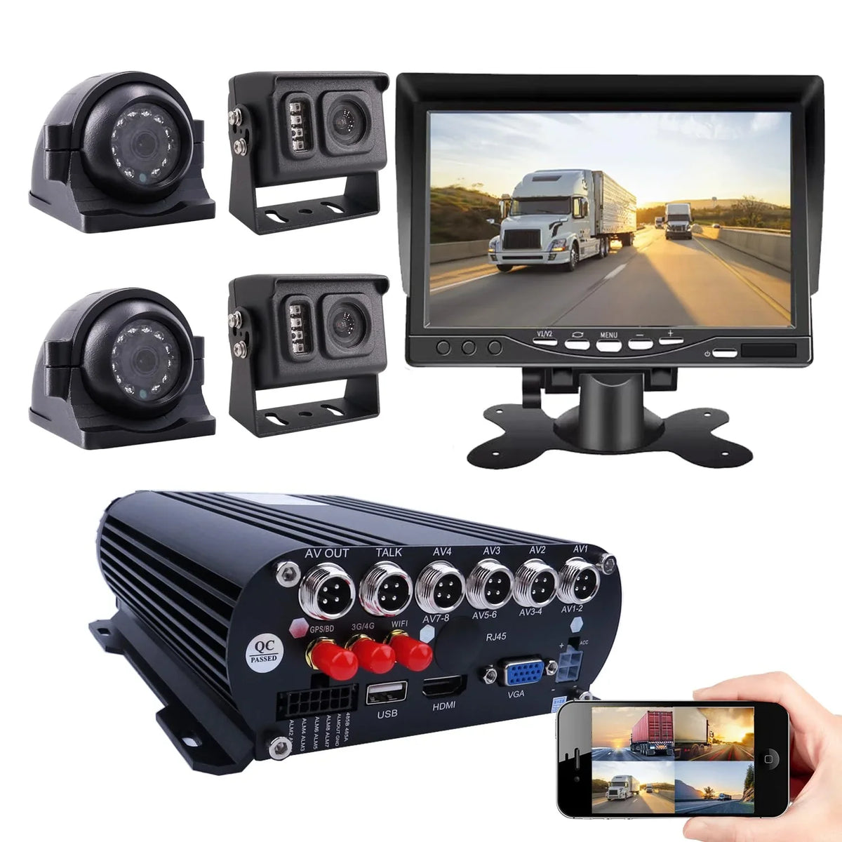 Car MDVR Video for JOINLGO View Bus 4G Vehicle Rear Van Phone RV DVR 4CH Kit View on HDD Mobile 2.0MP IR 4pcs Truck Side Monitor Live Camera inch Recorder 1080P PC GPS 7 Remote WiFi