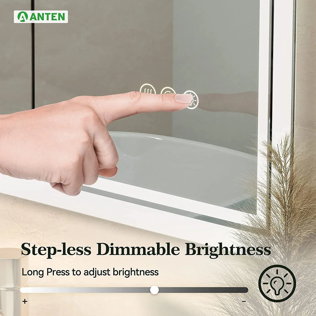 36x28 Wall-Mounted LED Mirror, Bathroom Touch with Backlit LED Mirror Bathroom Mirror, ANTEN Lights, Dimmable Inch Vanity Mirror Sensor, Bathroom Anti-Fog, Lighted 3000K-6000K,