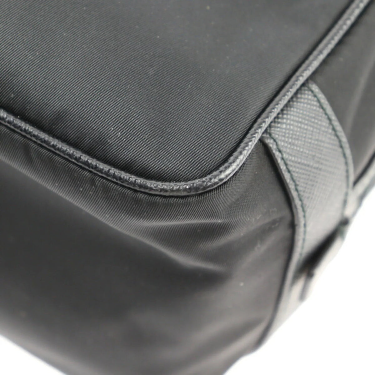 bag black leather 2NA819 (Good) clutch Pre-Owned nylon handbag silver hardware Prada logo second PRADA triangle