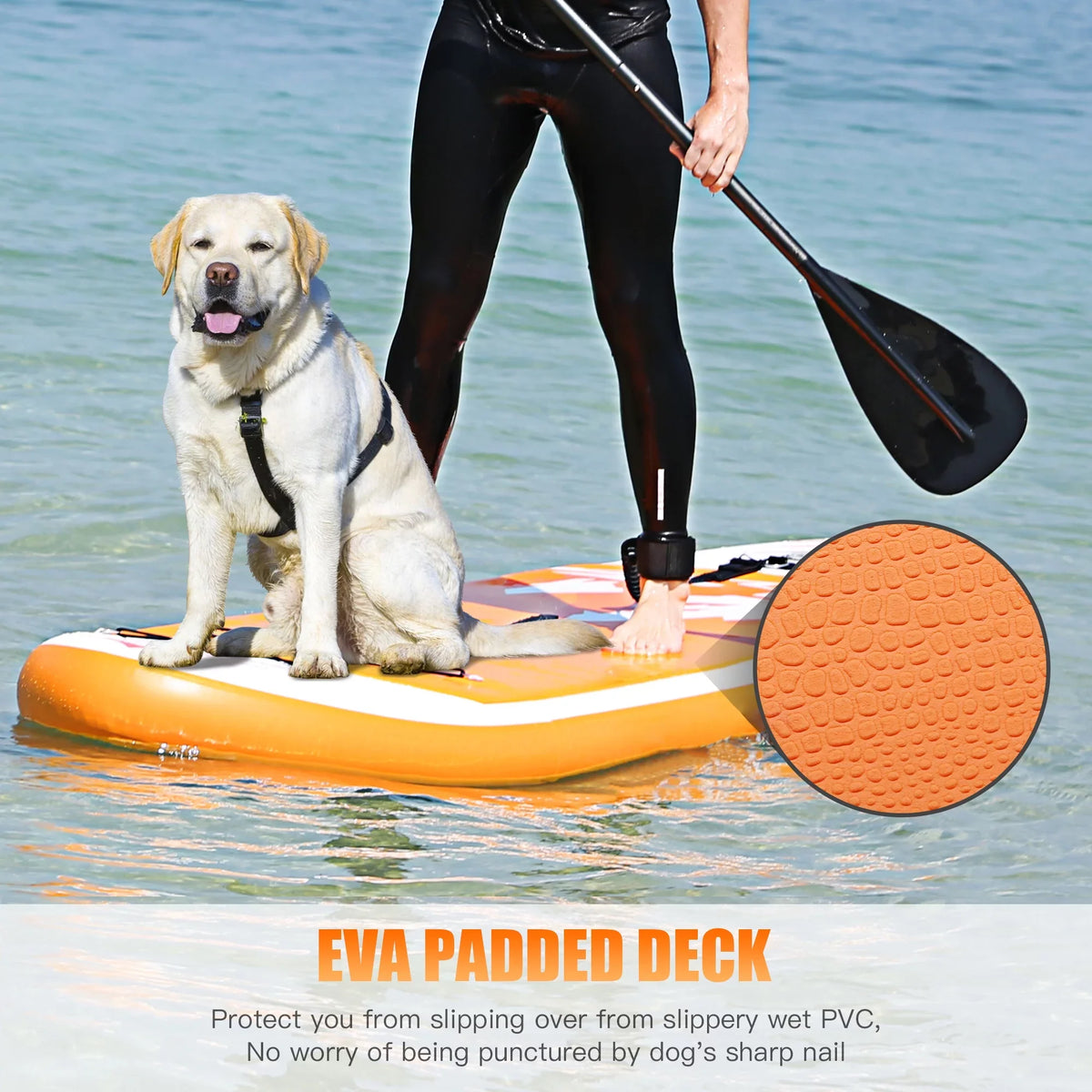 SUP/ & Control, Non-Slip Boat-Orange Adult Bottom Standing Surf Famistar Up Stand 10' Wide 3 Deck Board Inflatable Pins | Stance, Paddle Paddling, (6"Thick) with Fin for |Youth