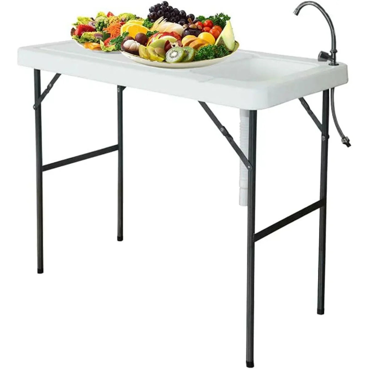 Table, Folding Faucet, for Table Camping Camping Table Portable Cleaning Outdoor Fish Kitchen Folding with & Fish Sink Garden Sink Picnic Folding