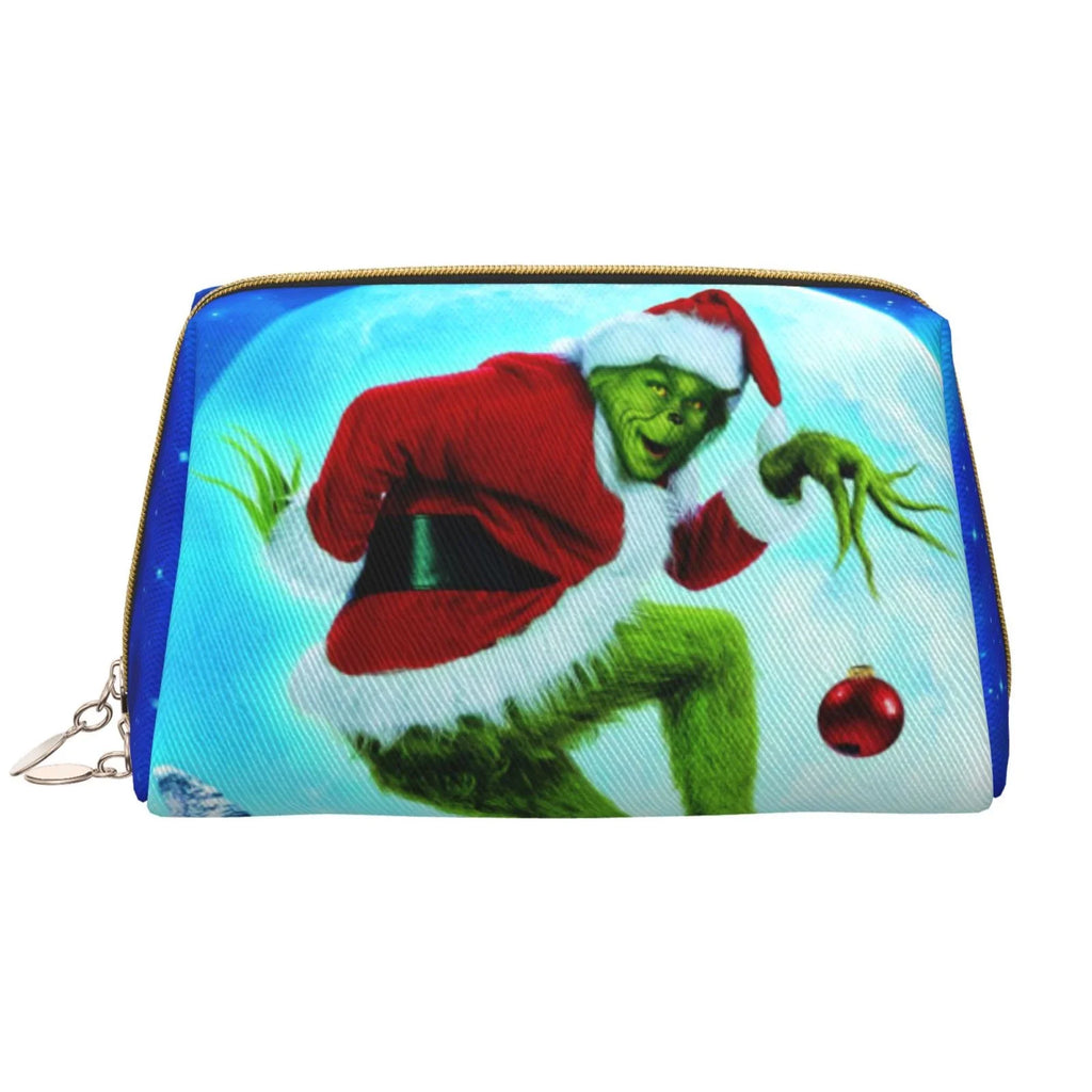 Portable Leather Bag Stole Christmas Bag Makeup Grinch Pouch The Cosmetic Storage Travel Toiletry Gift How Organizer Purse