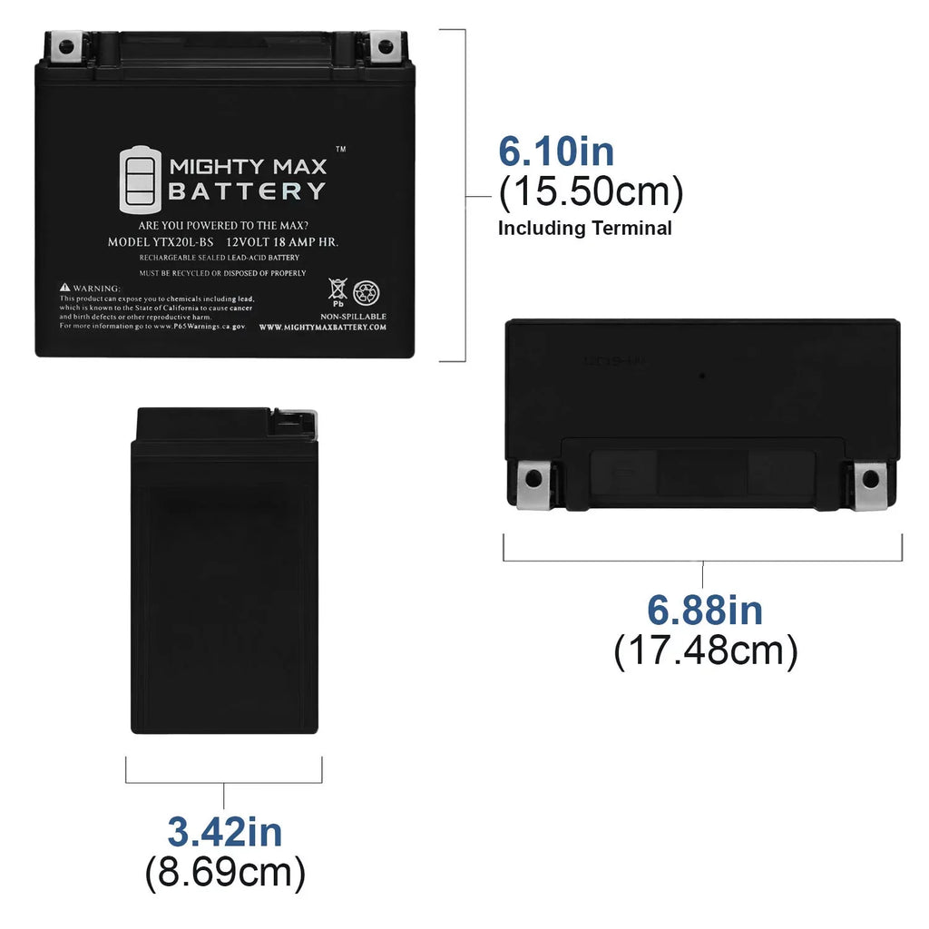 Jetski Motorcycle ATV for YTX20L-BS Replacement Battery