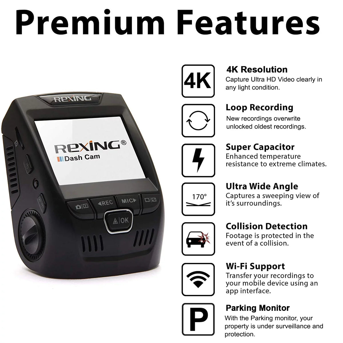 Car HD Cam Dash Ultra Rexing V1-4K