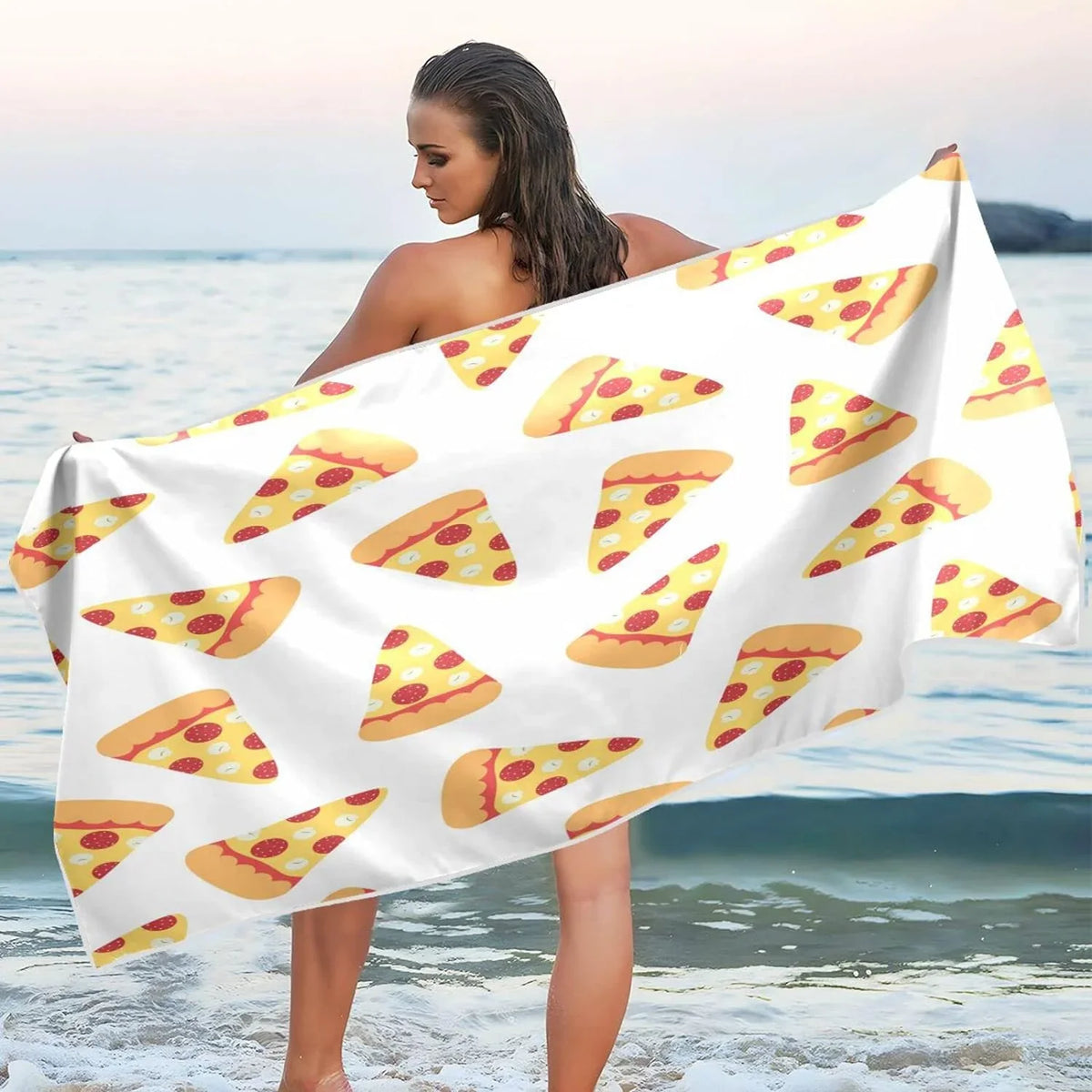 Lightweight Beach - Holiday Slices Towel Absorbent Bestwell Compact Pizza Dry Towels Swimming Super - for Towel Quick Camping （573） Oversized Travel