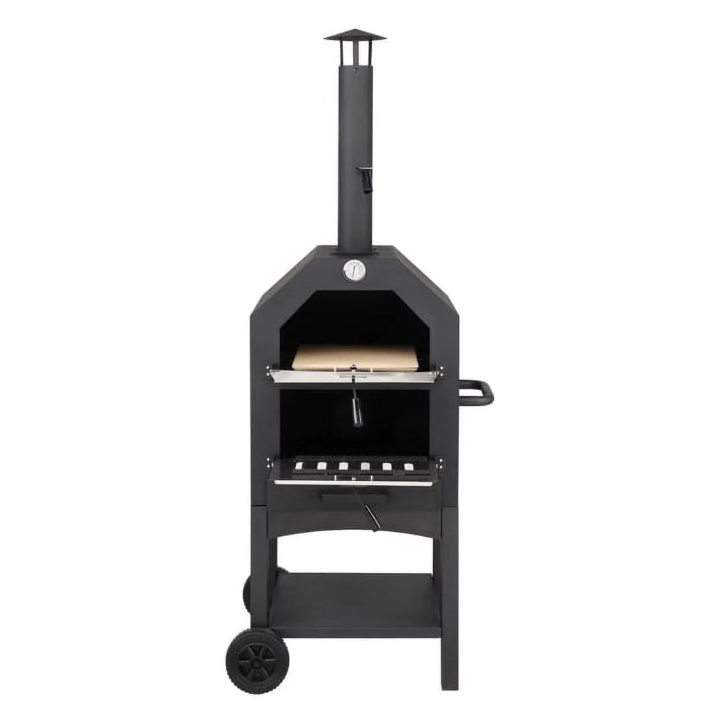 Pizza Outdoor Stone, Pizza Pizza Camping Fithood with Rack, Oven Grill for and Backyard Peel, Wood Fired