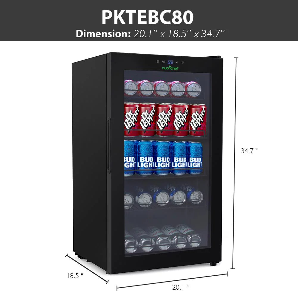 Chiller 34.7’ Beverage Refrigerator 18.5’’ Can 20.1’’ Beverage x Can Nutri x Fridge Chef (132 Cooler, Compact Capacity),