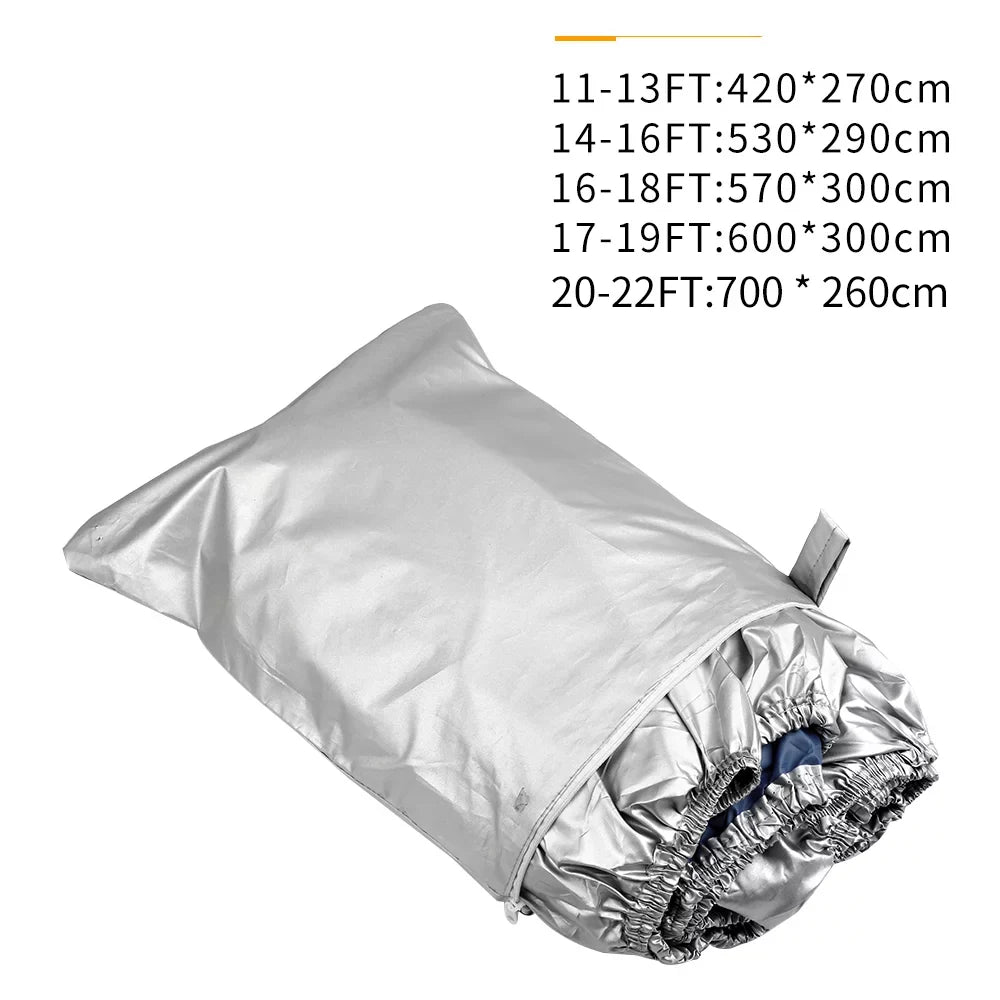 and Proof 300D Fits Boat Duty -smashing Protection Oxford Runabouts Fabric TRI-HULL and Durable V-HULL Gecheer Bass Heavy Reflective Cover Waterproof Silver Tear Yacht Boats 16-18FT