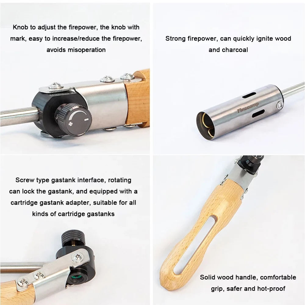 BBQ High Burners Charcoal GasTorch Burning Picnic Folding Handle Portable Wood Flamethrower Camping Cooking Tool