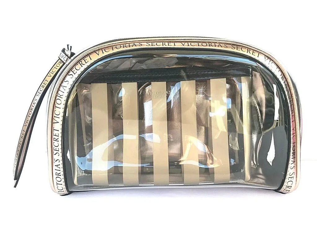 Trio Makeup Clear Case 3 1 Cosmetic Train NWT Beauty in Bag Victoria's Set Secret