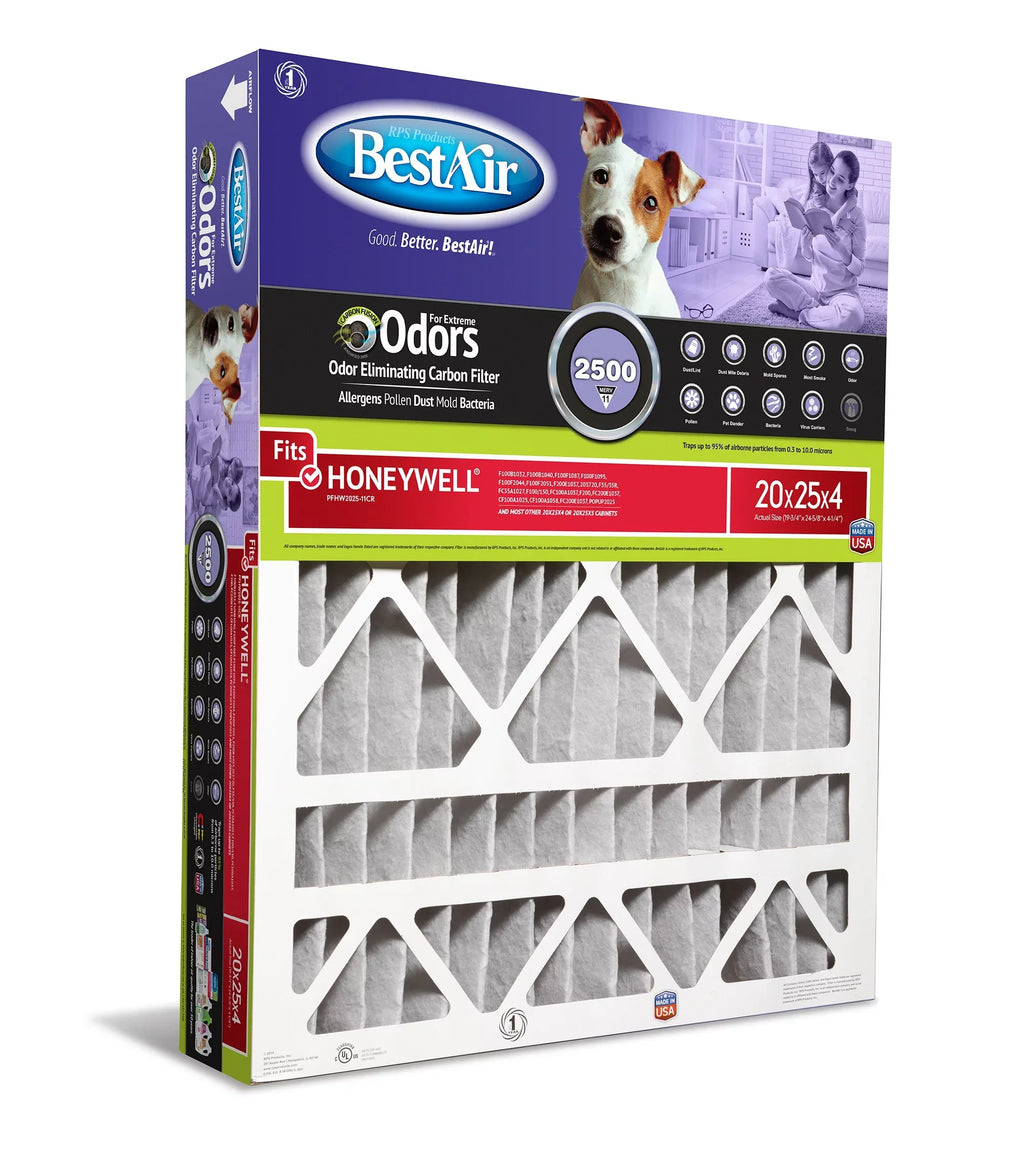 Series Carbon BestAir Filter 2500 11 PFHW2025-11CR Infused Honeywell MERV Pet 20x25x4