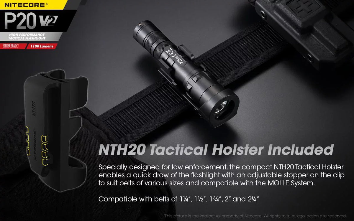 P20 - Combo: Flashlight V2 XP-L2 Tactical Lumens LED Battery 1100 V6 w/NL1834R Cord Eco-Sensa +Free - Nitecore CREE USB