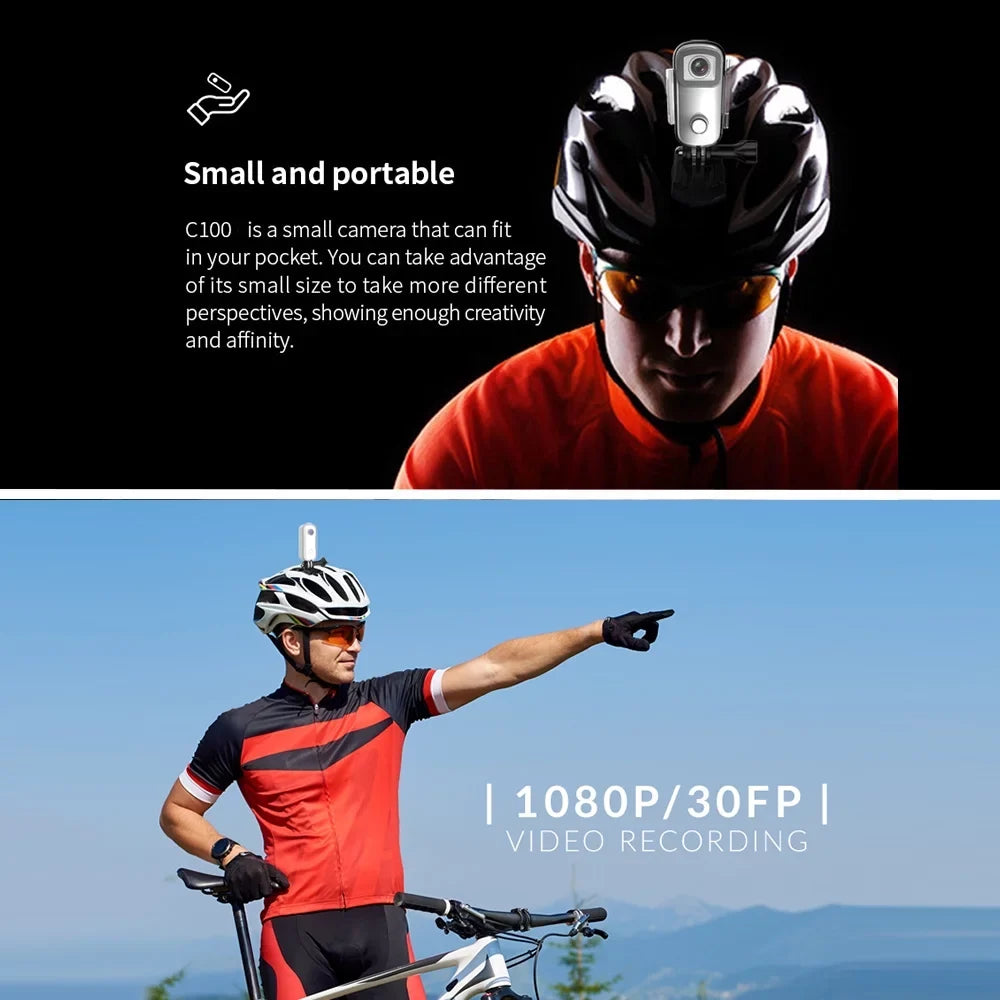 Digital Waterproof Battery Action Built-in C100 with Body Connection Magnetic Back APP Sharing Video Waterproof 1080P30fps SJCAM Clip Lanyard 30M WiFi Case