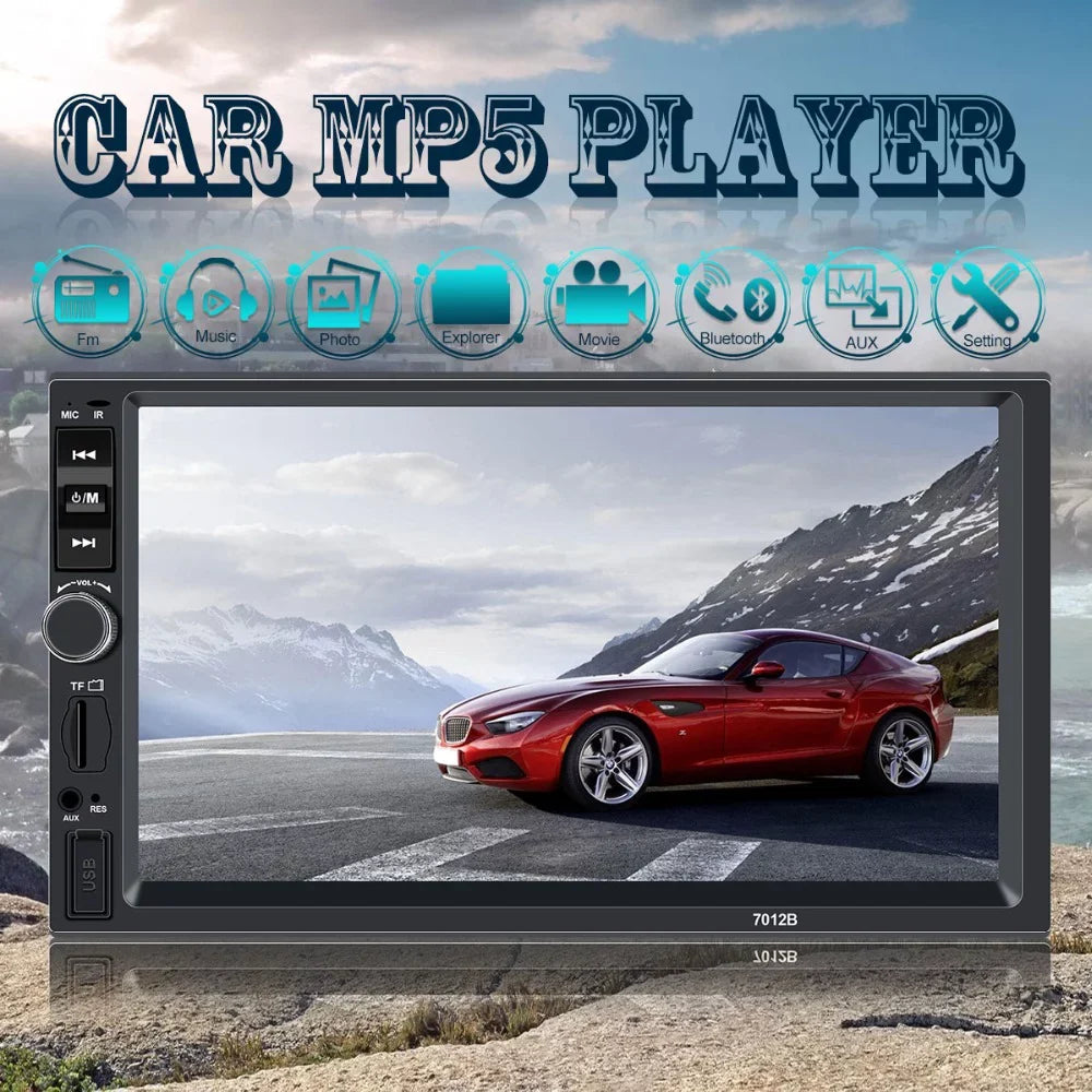 Polarlander with Screen link Din Car FM Player mirror Car AUX function MP5/4/3 4LED with SD HD Touch Double Audio USB Bluetooth backup 7-inch Multimedia camera radio Stereo Car