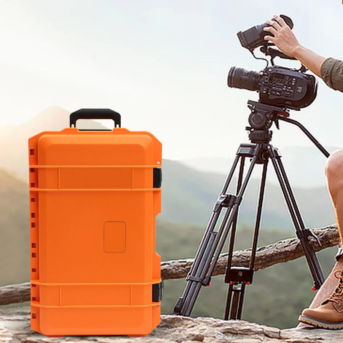 Tool Foam and Case Portable Retractable Digital Handle with Protective Case Wheels Box Hard Miumaeov Waterproof Portable Box 22" Case with Foam Camera IP67 Pull Case Camera
