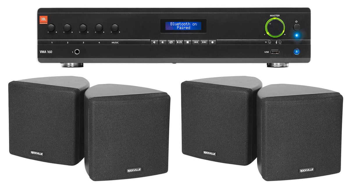 3.5" Speakers JBL Cube Black Restaurant/Bar/Cafe for Amplifier+(4) Commercial