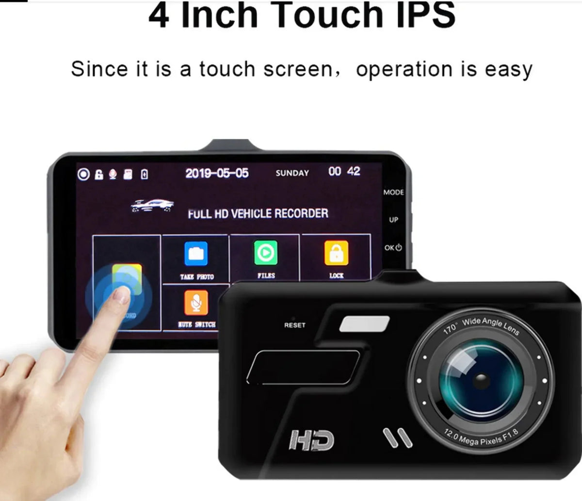 Dash Cam Car 4 Driving DVR Video Recorder LCD Dual Vehicle Lens 1080P Camera