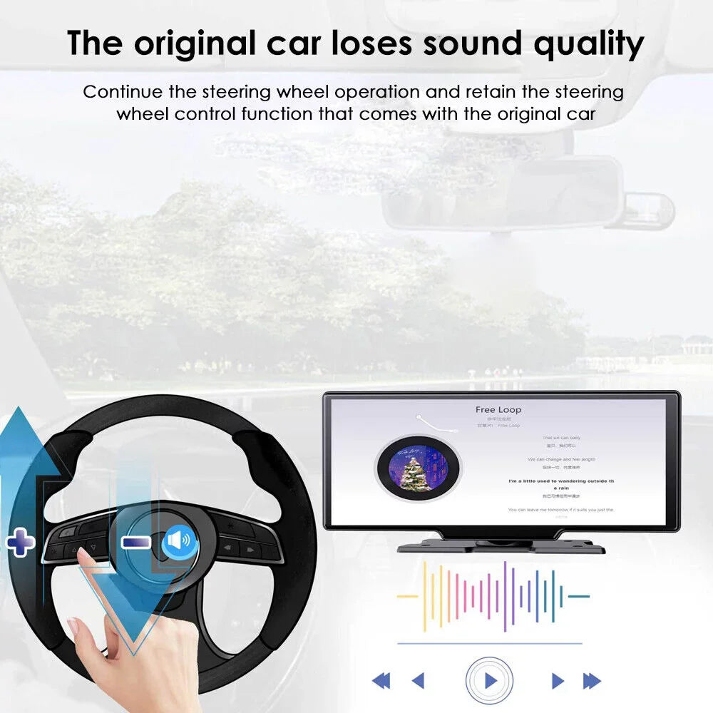 and Carplay 2K Car - WIFI Stunning 10.26'' Dash DVR Touch Resolution Android Screen Smart KingFurt Auto Camera Compatibility Wireless