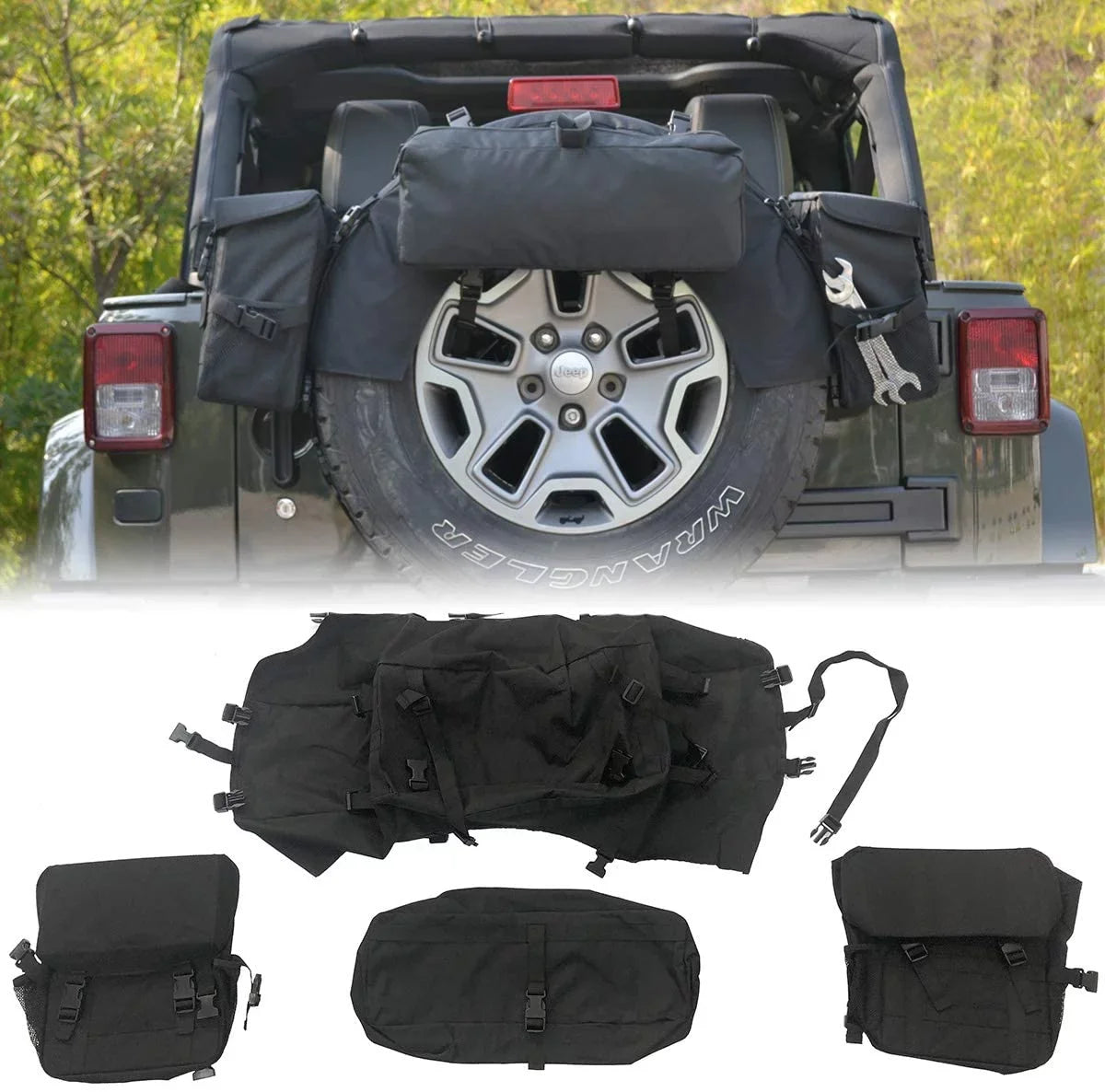 JT Organizer Bag fit Outdoor Organizer JL and Gear 35" Off-Road Bags Spare RV Tools Cargo Tire Camping JK iFJF for Wrangler SUV Trucks TJ JLU JKU Trash Tire