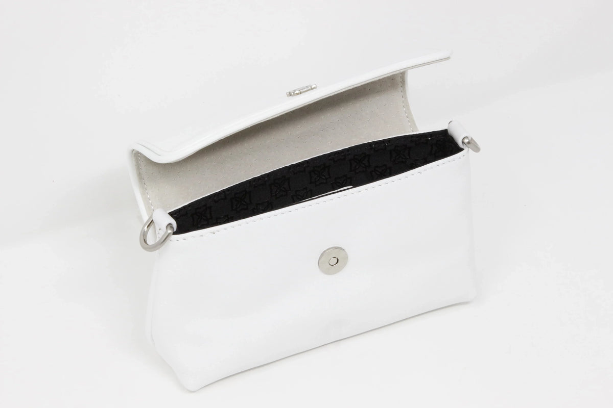 With /Clutch White Shoulder Strap Handbag DOMINIE Leather Removable Purse Audrey Unisex Crossbody
